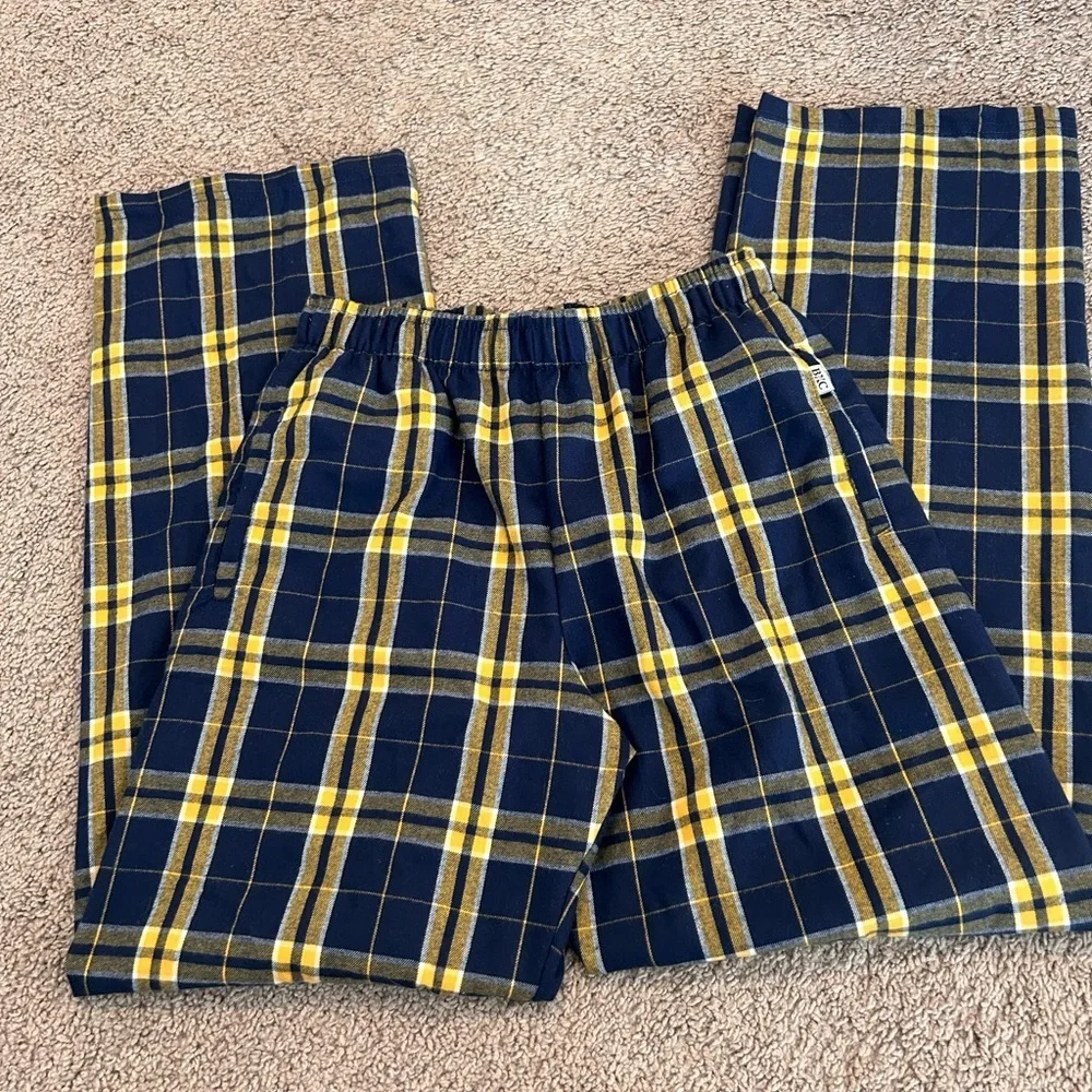 NWT Boxcraft Yourh Boy Plaid Navy & Gold PJ Bottoms w Pockets NWT Size Y Large